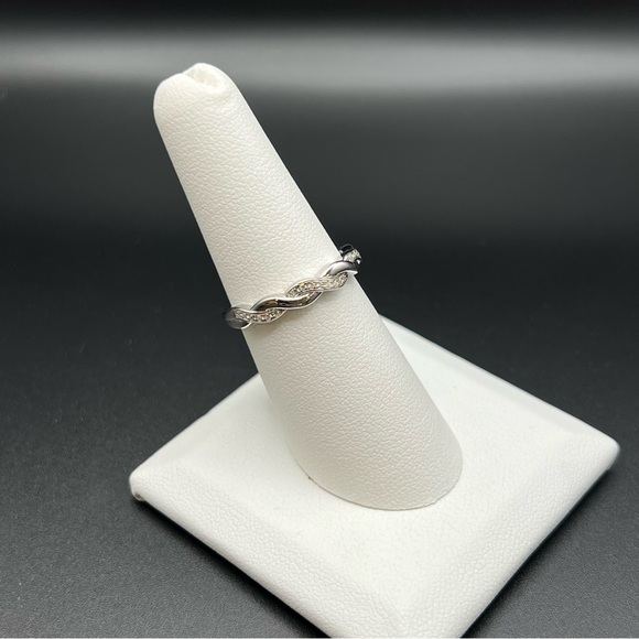 Braided Clear CZ Ring Sterling Silver - Picture 6 of 13